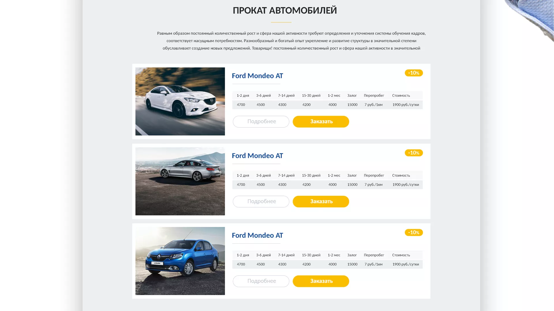 Разработка сайта для проката автомобилей в Губахе